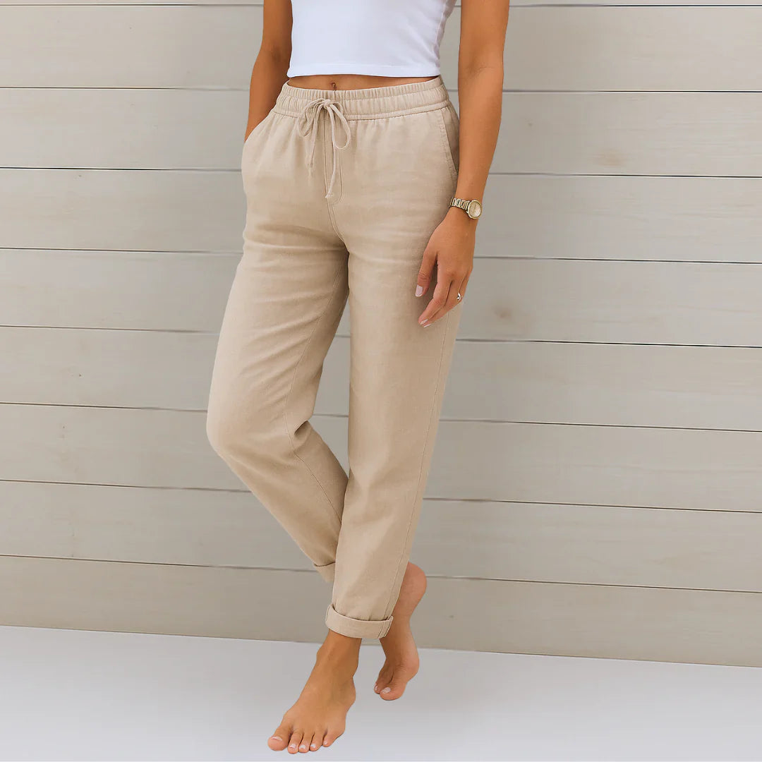 Ellaine Linen Stretch Trousers - Cream