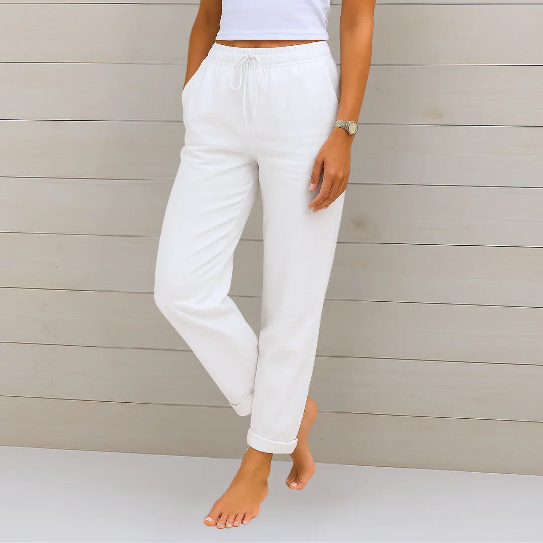 Ellaine Linen Stretch Trousers - White