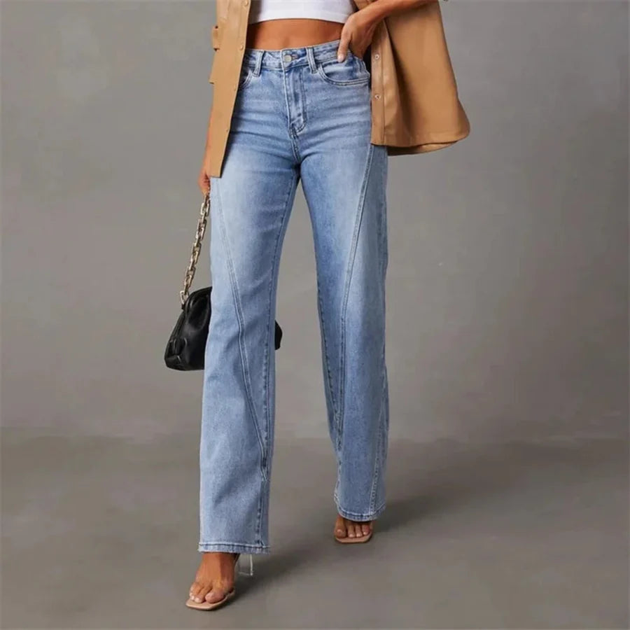Wide-Leg High-Waisted Denim Jeans