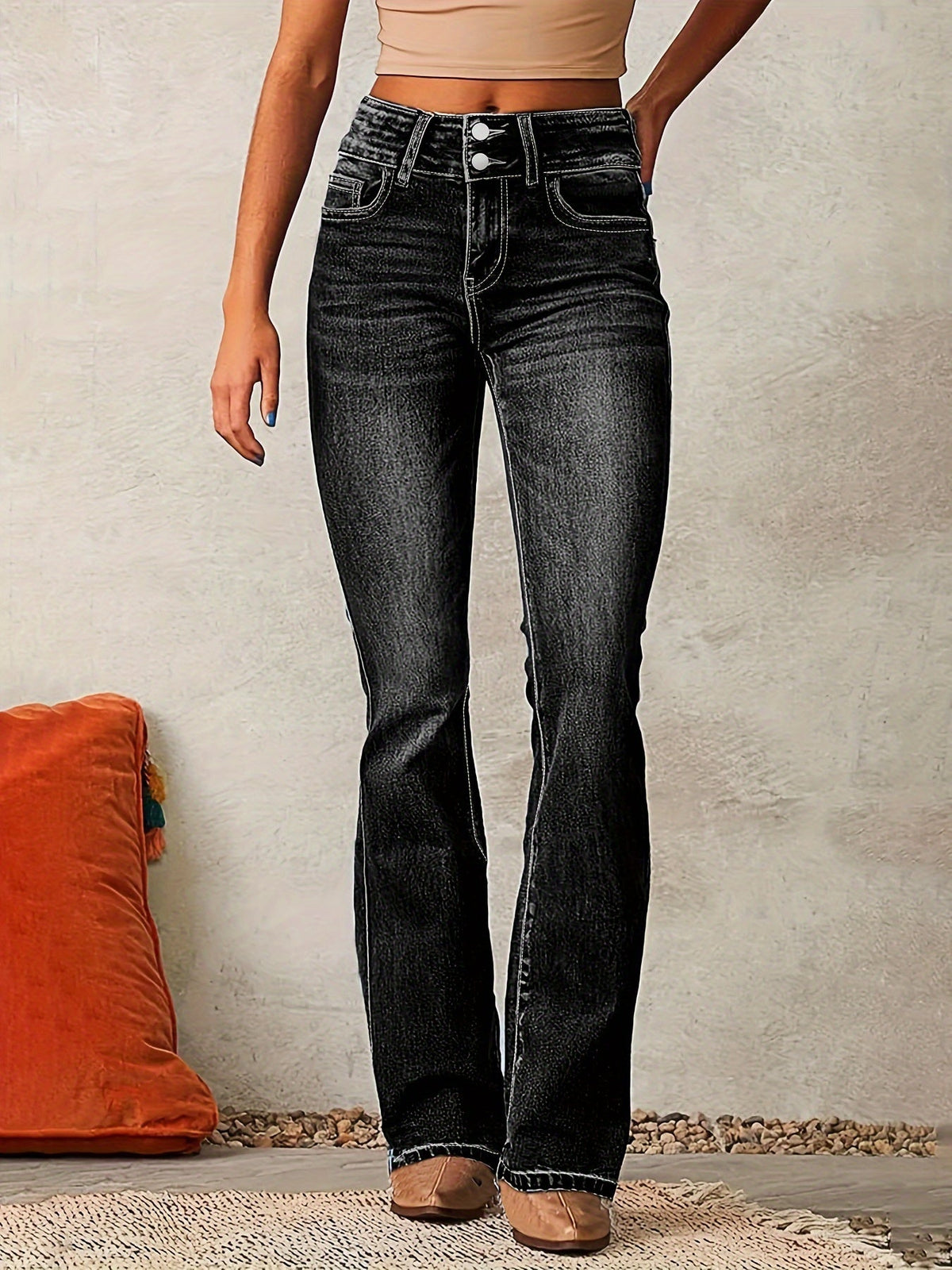 Grace Women's High-Waisted Flared Jeans - Black