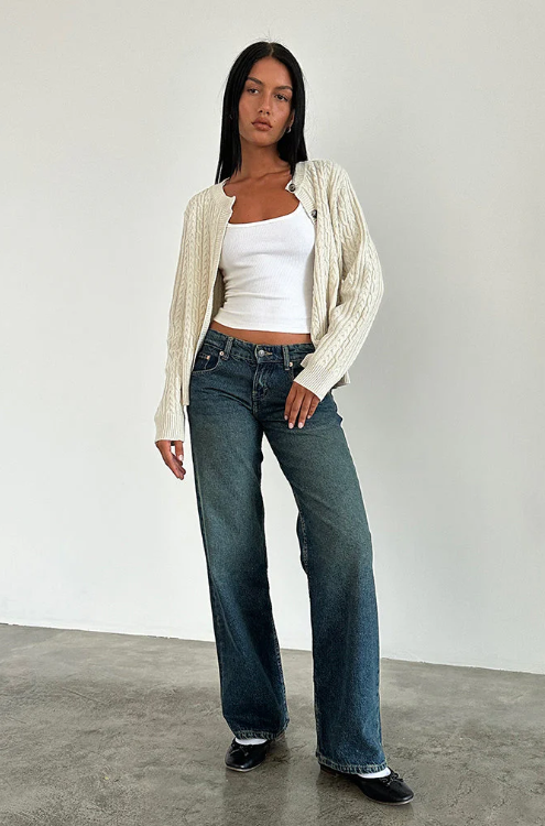 Nora Low-Rise Straight-Leg Jeans - Dark Blue