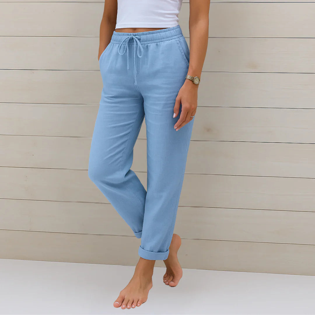 Ellaine Linen Stretch Trousers - Blue