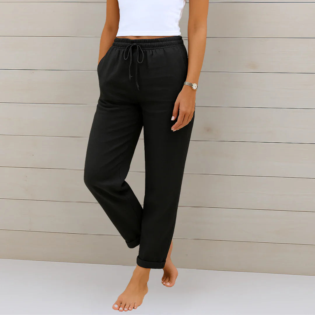 Ellaine Linen Stretch Trousers - Black