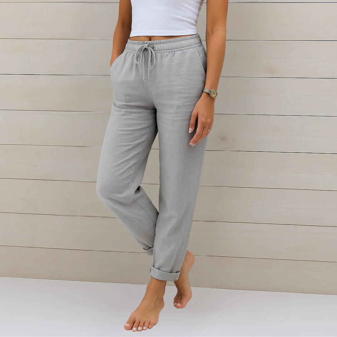Ellaine Linen Stretch Trousers - Gray