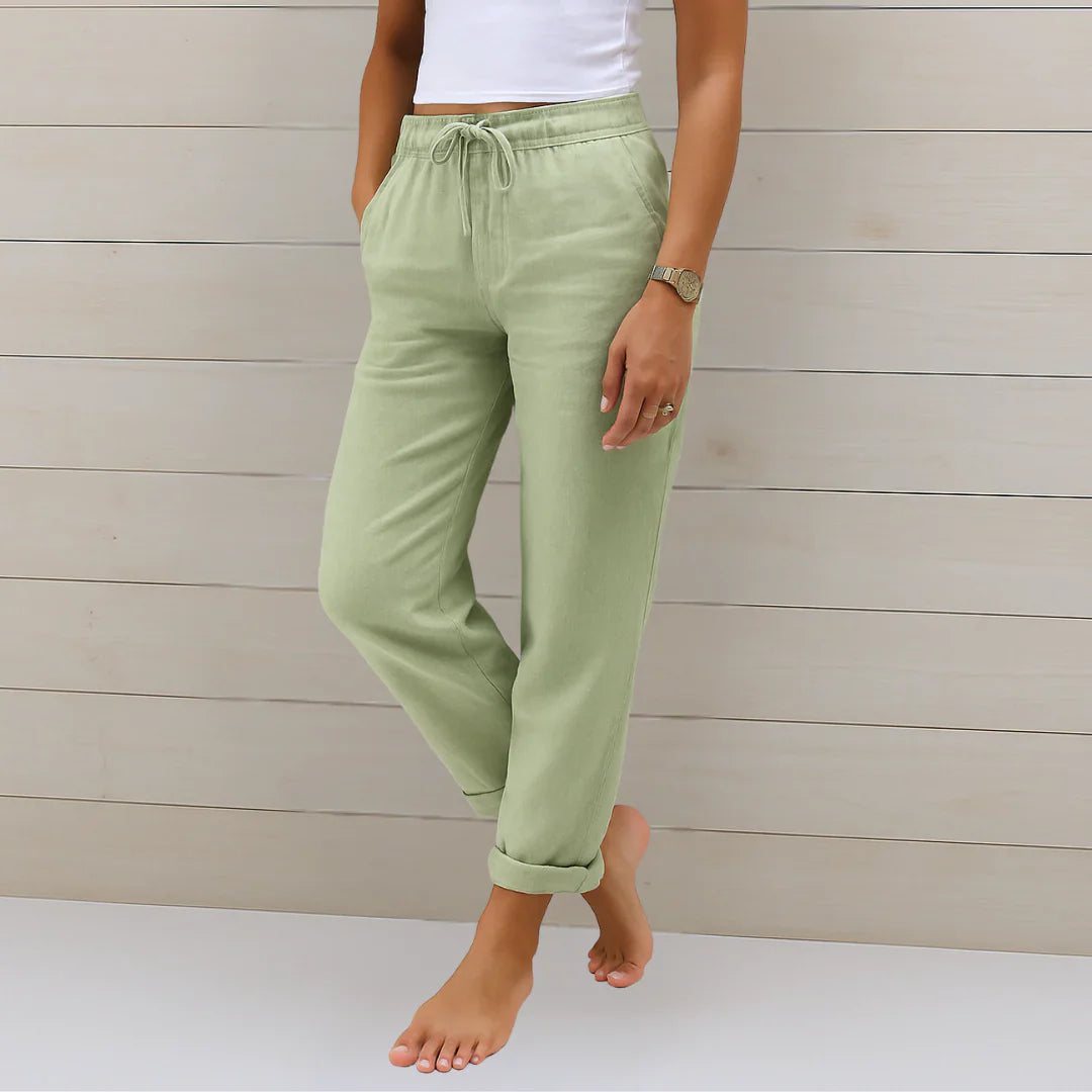 Ellaine Linen Stretch Trousers - Green