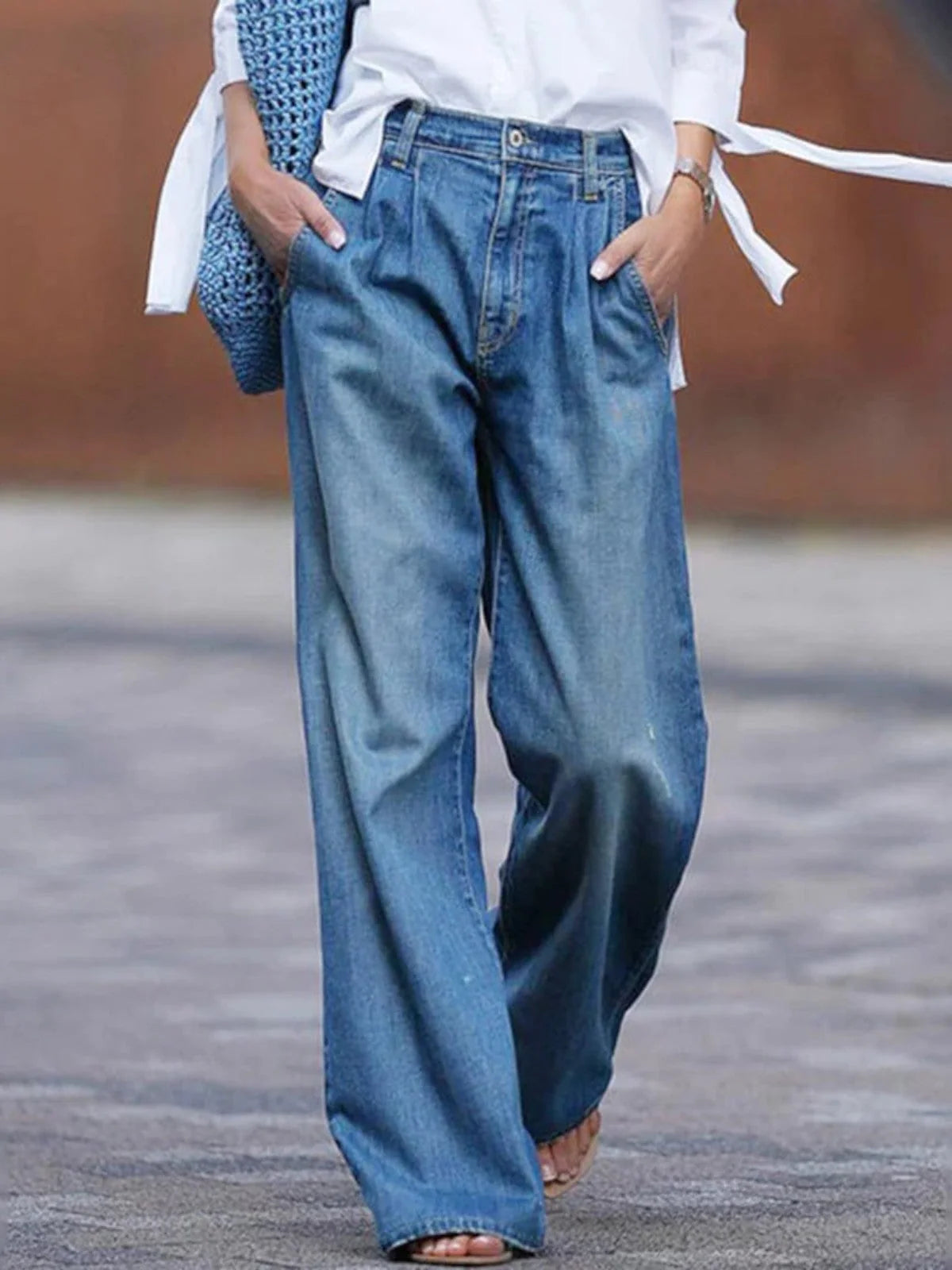 High-Waist Wide-Leg Denim Jeans